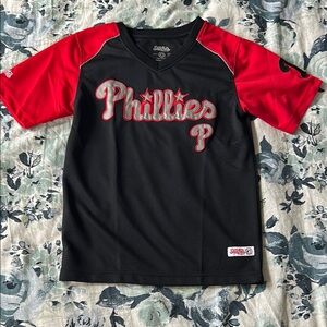 Black and Red Phillies Jersey Shirt - Sz Sm